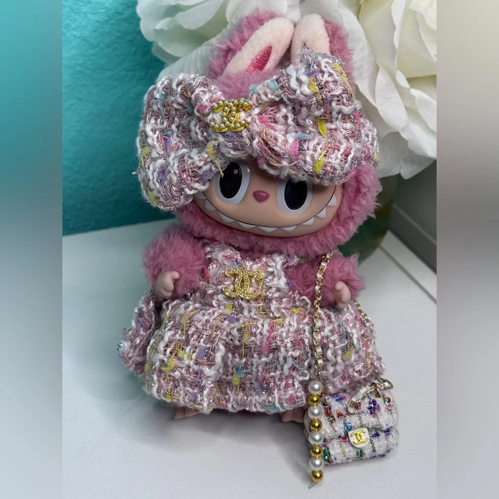 Chic Tweed Doll Outfit with Purse